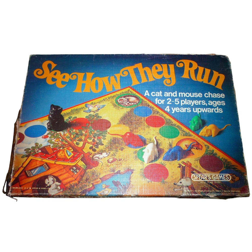 Vintage 1980 Spear's Games See How They Run Board Game Cat Mouse Complete Pieces
